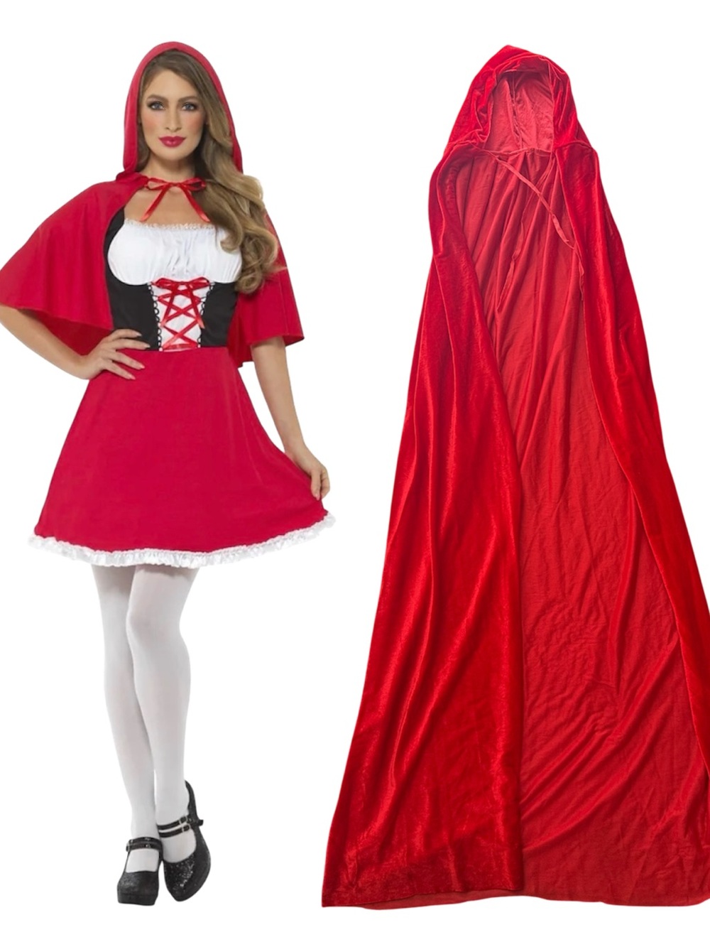 Red Hooded Cape Costume with additional velvet cape -XS Little Red Riding Hood